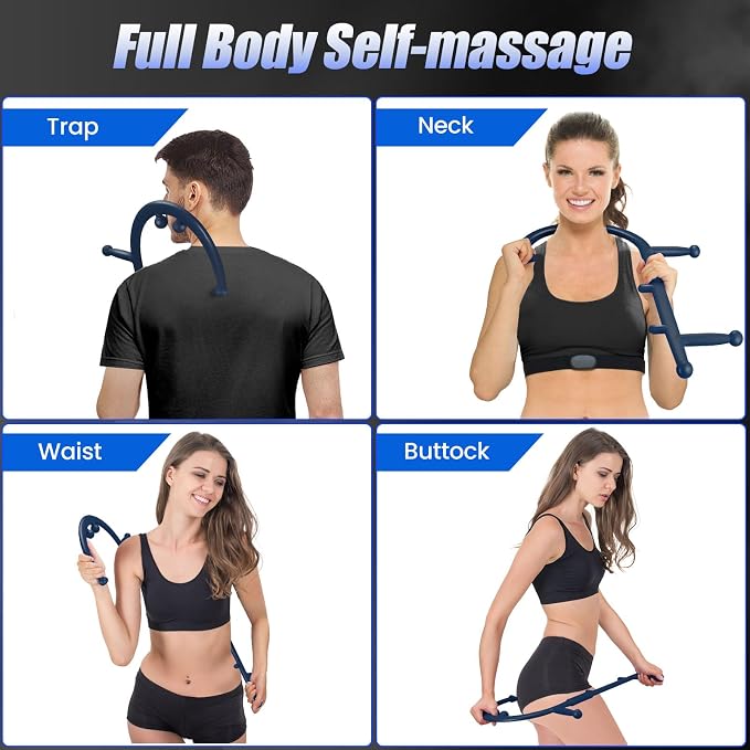 Trigger Point Massage Cane for Back, Neck & Shoulder Relief, Deep Tissue Self Massage Tool for Muscle Knots, Ergonomic Therapy Cane for Hard-to-Reach Spots, Lightweight Portable, FSA-HSA-Eligible