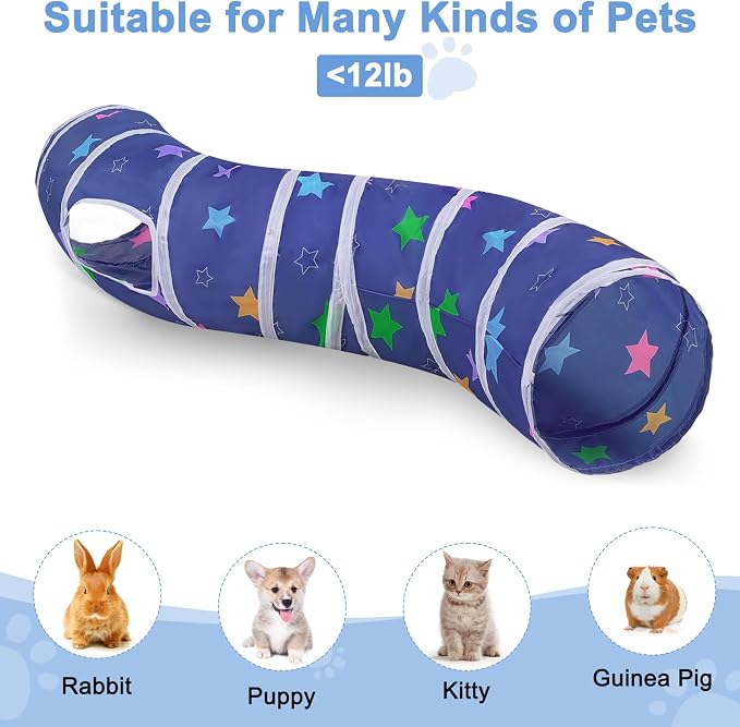 Glittme S-Shape Cat Tunnel, Foldable Cat Tunnels for Indoor Cats