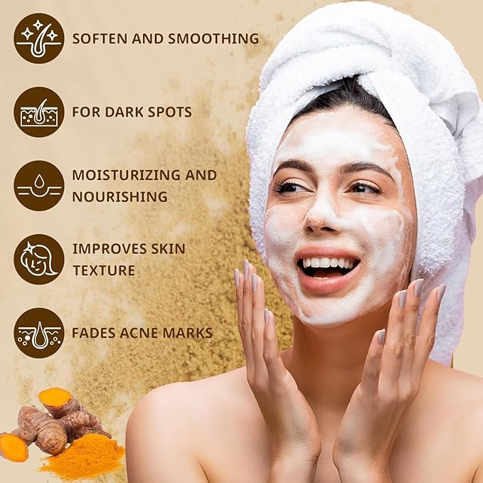 Turmeric Soap for Spots Remover, Honey Glow Lemon Turmeric Kojic Soap Bar for Face and Body, Natural Handmade Tumeric Soap Smooth Skin, Deep Cleansing for Men & Women