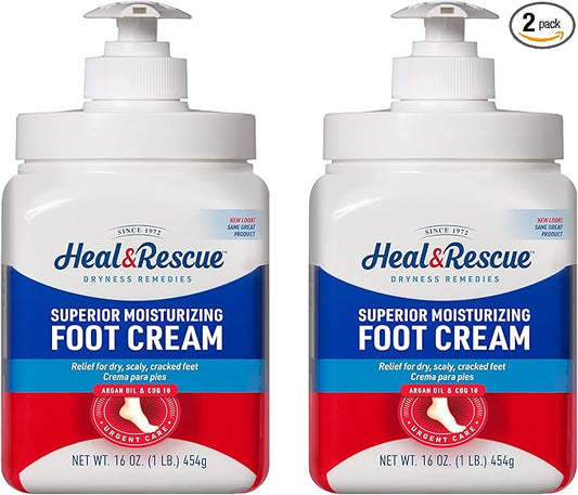 Heal&Rescue Heel Rescue Foot Cream 16 Ounce Bottle, 2 Pack, for Cracked, Calloused or Chapped Skin