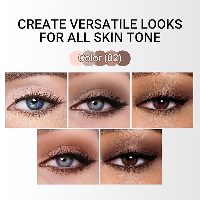 Erinde 5 Colors Matte Eyeshadow Palette Makeup, Neutral Nude Brown Light Brown Cool-Toned Taupe Eye Shadow, Long Wearing Waterproof Everyday Eye Makeup for Brown Eyes, 02