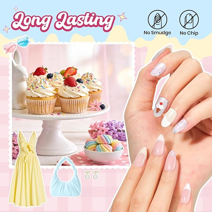 Beetles Pastel Nail Polish Set - Butter Kiss, 6 Colors Glitter Spring Nail Polish Quick Dry Set, Spring Nails Art, Long Lasting Shine DIY Manicure Easter Nails Gift for Her