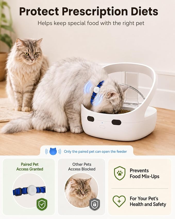 RFID Collar Cat Feeder for Multi-Cat Homes, Helps Reduce Stealing