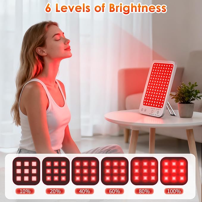 Red Light Therapy for Body Face, Infrared Red Light Panel with Adjustable Stand, 660nm and 850nm Near Infrared Therapy Lamp with 3 Modes, 6 Adjustable Brightness and Timer, for Home and Travel Use