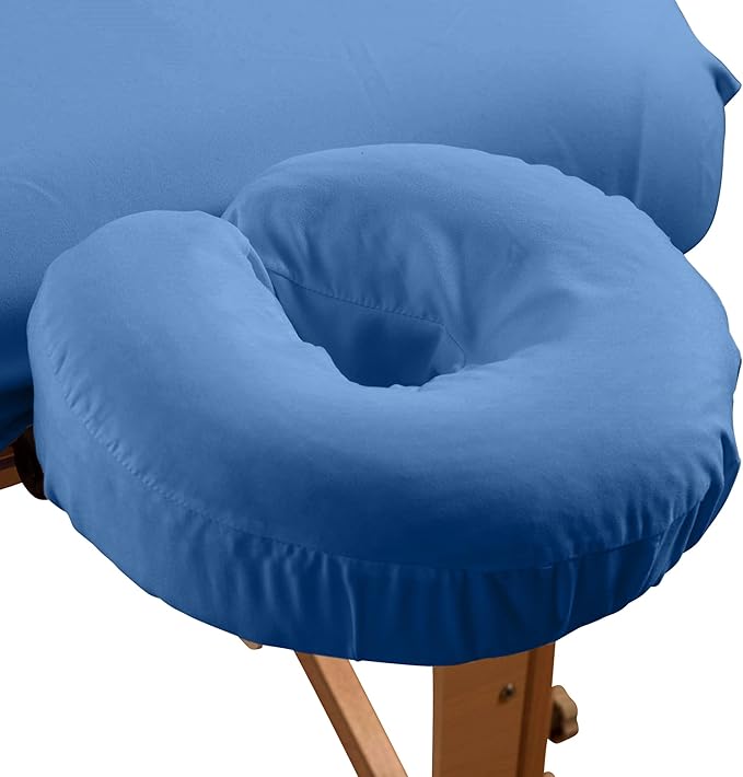 Deluxe Flannel Face Cradle Covers by NRG - 100% Brushed Cotton Face Rest Covers - Protect Your Massage Table Face Cradle - Adds Warmth and Comfort - 13" x 13" x 6" - 200 Thread Count - Twilight Blue