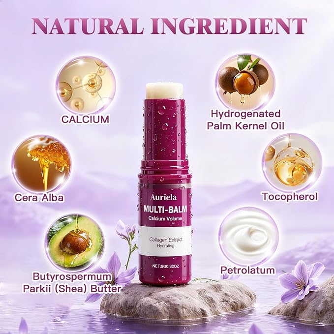 Auriela Calcium Volume Multi Balm,Calcium Multi Balm Stick,Anti Wrinkle,Anti-Aging,Long-Lasting Hydrating, Firming Skin, for Face, Eyes, Lips & Neck (Pack of 4)