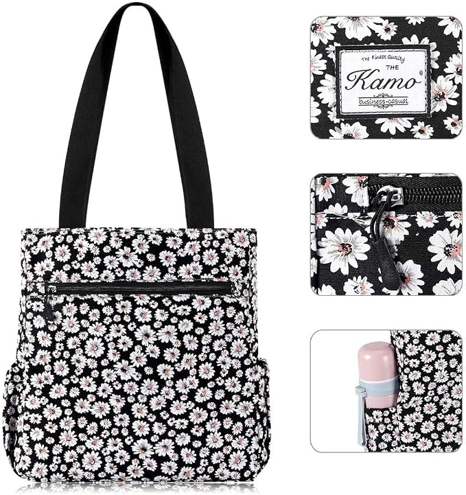 KAMO Floral Tote Bag - Waterproof Lightweight Handbags Travel Shoulder Bag for Hiking Yoga Gym Swimming Travel Beach