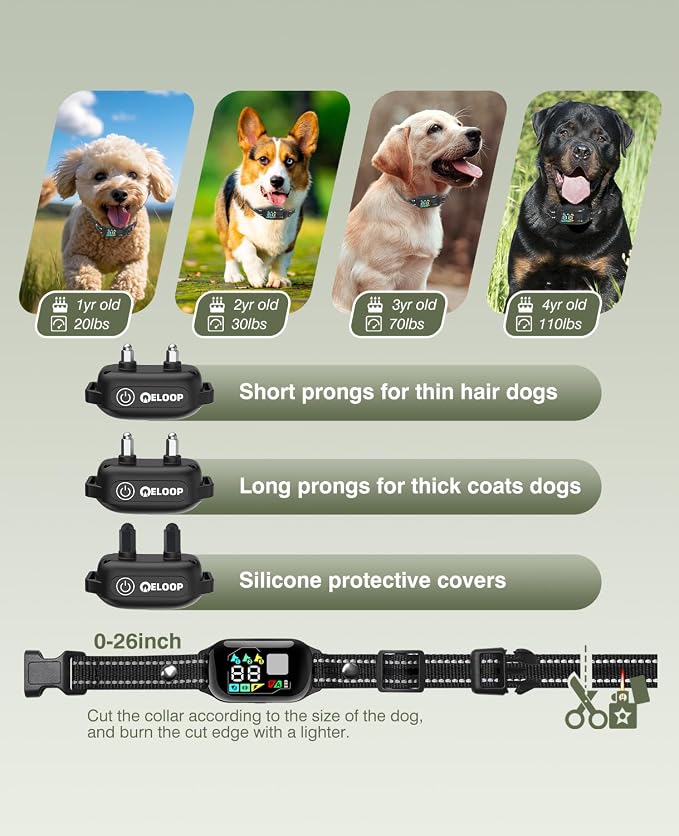 2-in-1 AI Anti-misoperation Smart Dog Bark Collar, Dog Training Collar with 3300FT Remote, IPX7 Waterproof Automatic Anti-Barking Device for 1 Dog with Beep, Vibration, Safe Shock Modes