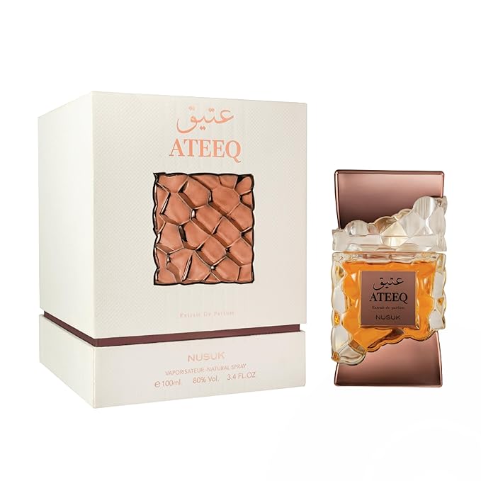 Nusuk Ateeq Perfume for Men - Long Lasting Extrait De Parfum Citrus, Spice & Woody Notes Bold Masculine Luxury Fragrance 100ml