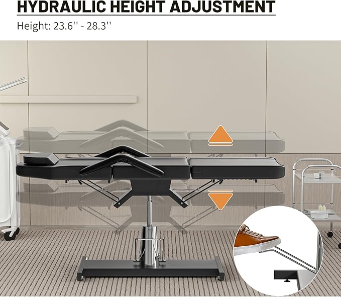 Hydraulic Tattoo Chair Bed for Client Facial Beds for Esthetician Chair Adjustable Facial Bed Spa Chair Massage Table Beauty Tattoo Beds
