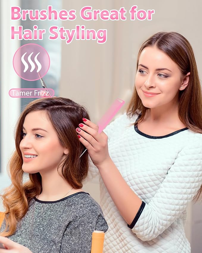 Slick Back Hair Brush, Edge Brush, Hair Accessories Comb Set 3Pcs, Rat Tail Comb for Parting Hair, Teasing Comb for Add Volume Fullness, Edge Brush for Edge Control Black Hair