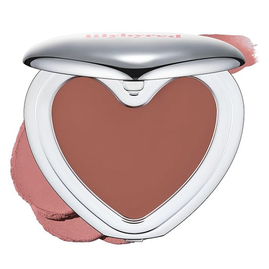 lilybyred Luv Beam Cheek Mousse | Heart-Shaped Korean Cream Blush, Airy Soft-Matte Texture, Soft-Focus & Pore-Blurring Finish, Seamless Buildable, Natural Flush, 0.13 oz. (05 Fig Mousse)