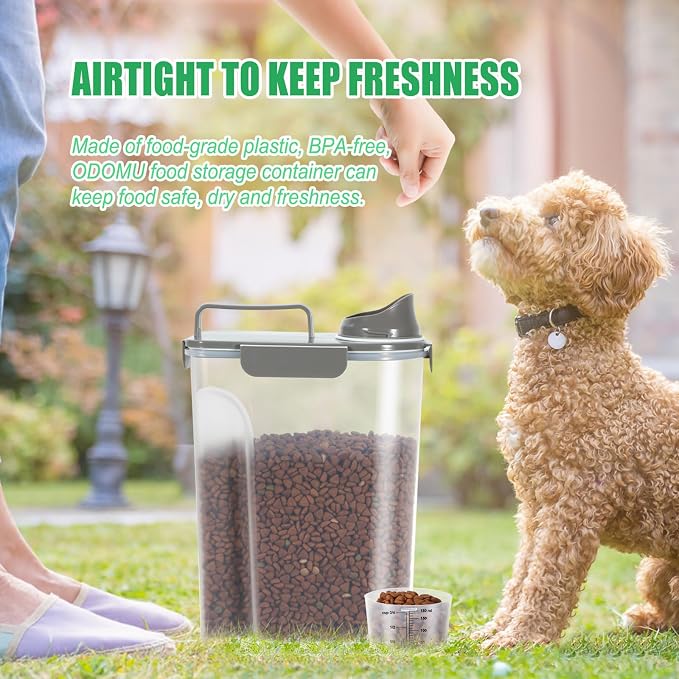 Dog Cat Food Storage Container with Cup (Dark Olive, 5L)