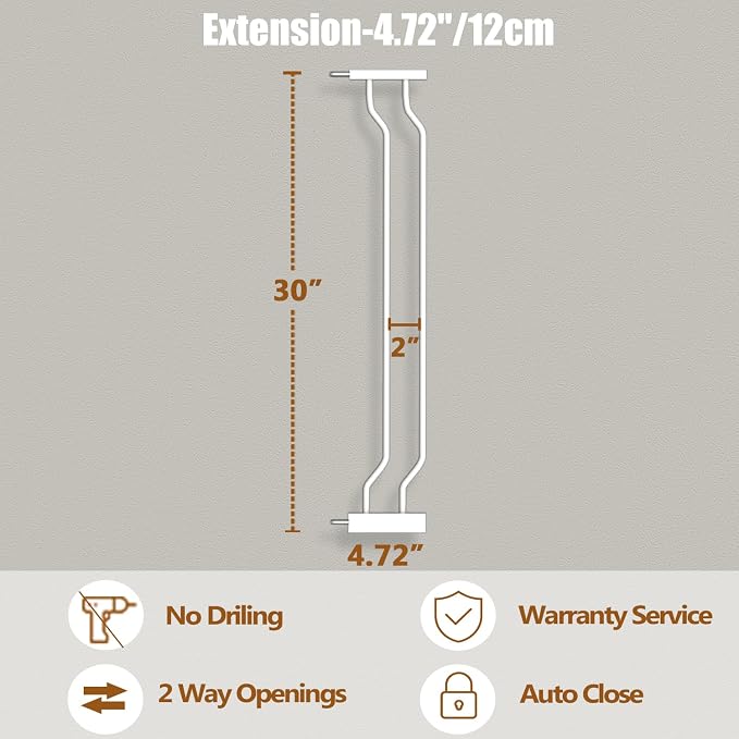 Fairy Baby 4.72in Extensions for Walk Through Baby Gate Auto Close White