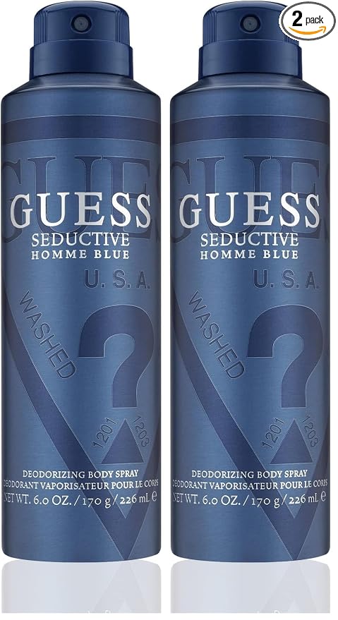 Guess Men Body Spray, 6 Ounce | Seductive Homme Blue | Pack of 2
