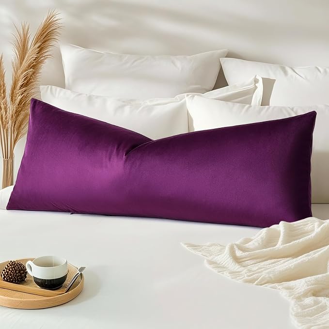 Artscope Luxury Velvet Lumbar Pillow Cover Super Soft Decorative Rectangle Throw Pillow Covers Case Cushion Covers for Sofa Couch Bedroom Car Decor 14x36 Inch Eggplant Purple
