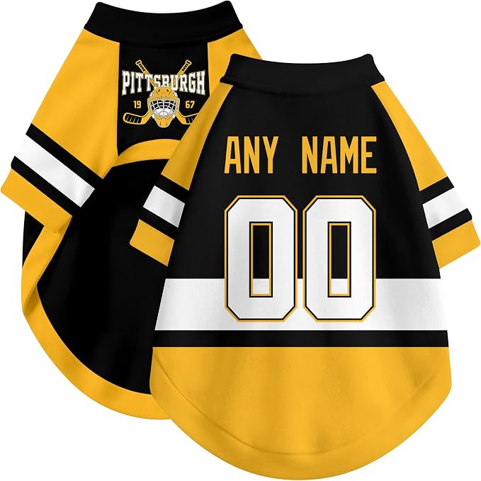 Pittsburgh Dog Clothes Personalized Pet T Shirt for Dogs Gift | Custom Name Number Jersey Style Pet Shirt for Dog