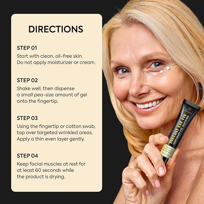 Temporary Instant Eye Tightener Cream – Visibly Reduces Puffiness, Under-Eye Bags, Wrinkles & Fine Lines in 2 Minutes, Firms, Lifts & Smooths Eye & Face Area, Anti-Aging Formula for Women and Men, 1oz