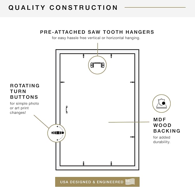 MCS Studio Gallery 16x24 Poster Frame Walnut Woodgrain Engineered Wood, Vertical & Horizontal Wall Hanging Large Picture Frame for Photos, Posters & Art Prints (1-Pack)