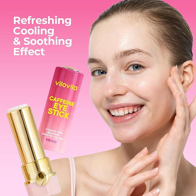 Caffeine Eye Stick (0.18 oz), Under Eye Brightener & Dark Circle Treatment, Cooling Look Balm with Niacinamide & Hyaluronic Acid, Peri-Ocular Balm Stick for Puffiness, Fatigue