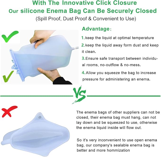 2L Enema Bucket Kit Colon Cleansing Silicone Enema Bag for Women Men 6Pcs Enema Nozzle Tips Colon Tube Hose Replacement, Clear Enema Kit Coffee Sealable Hot Water Bottle Shower Adult Kids Constipation