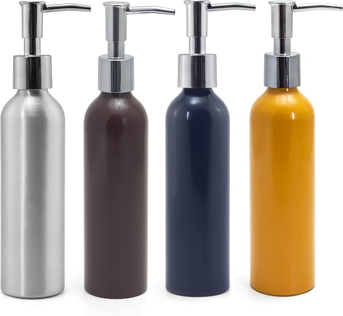 Elitzia ETAW02S ETAW03 Massage Oil Warmer Use Metal Pump Bottle Dispenser 1 Pack 8.45oz/250ml Portable Cylinder Massage Oil Gel Lotion Pump Durable Refillable Containers (Aluminum Bottle)
