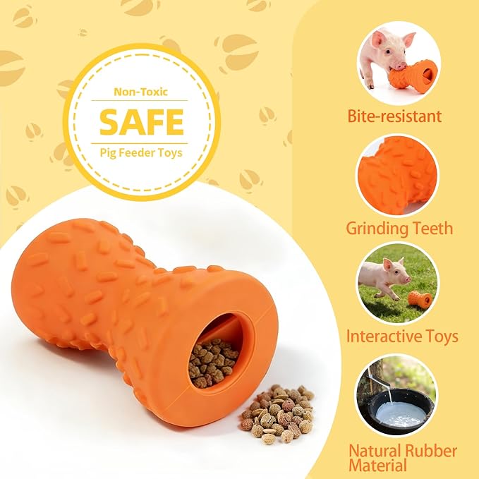 Treat Dispensing Ball for Pigs, Pig Enrichment Toys Food Dispenser for Mini Pigs, Slow Feeder Training Toy Pet Interactive Foraging & Rooting Toys for Pigs to Play with