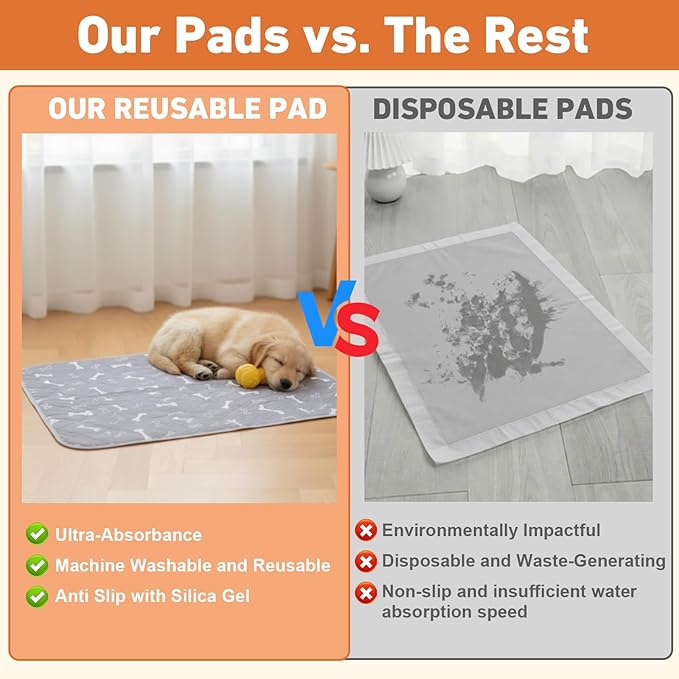 Puppy Pee Pads with Pheromones,Forever Pad,Washable Pee Pads for Dogs,Reusable Dog Pee Pads,Waterproof and Leak-Proof,Non-Slip Base Training Pad Suitable for Home(Brown Puppies,M:31.5*27.6in)