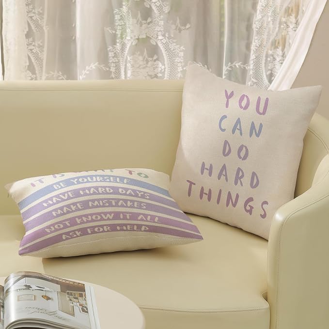 Rainbow Classroom Pillow Covers 18x18 Set of 2 Boho Preppy Purple Throw Pillows Aesthetic Inspirational Quotes Pillowcase Summer Outdoor Decorations Girl Kids Cushion Case for Bed Room Decor