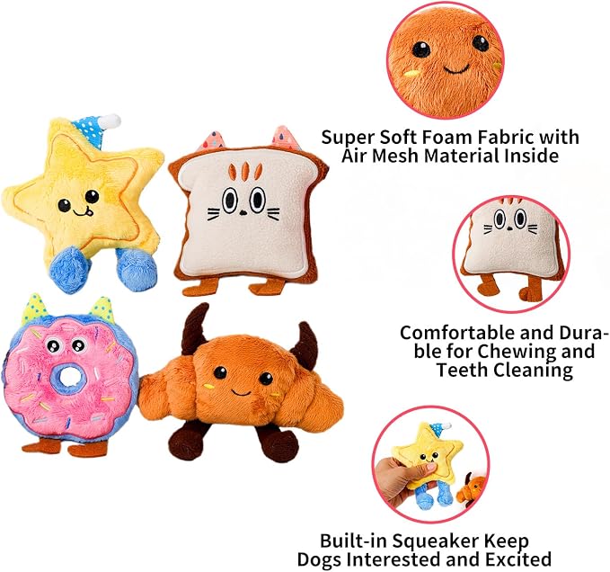 DODODOLA Stuffed Dog Toys Cute Sweeet with Crinkle Paper for Medium Large Dogs Puppy