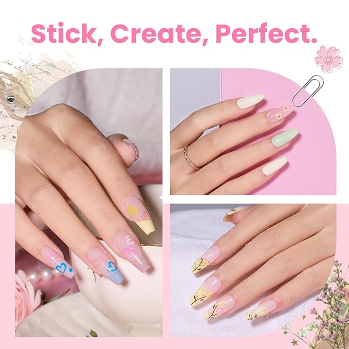 Beetles Nail Art Stickers 30 Sheets 3D Flower Nail Stickers Heart Nails Design Supplies DIY Decals for Decoration Nails Art for Women Girls