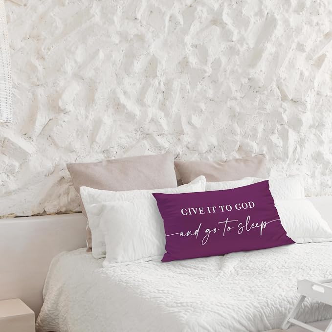Give It to God and Go to Sleep, Decorative Pillows Cover for Bed, Throw Pillows Cover for Bed, 12x20 Inch Pillow Case, Decorative Bed Pillows Cover for Bedroom(12x20, Violet)