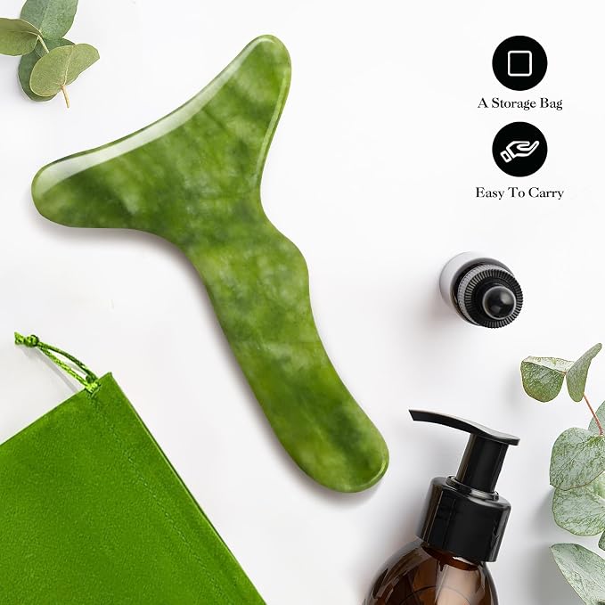 Jade Stone Large gua sha Massage Tool, Gua Sha Body Tool with Hand Grip, Muscle Scraping Massage Tools,Lymphatic Drainage Massager,Body Sculpting Anti Cellulite Tools for Men Women