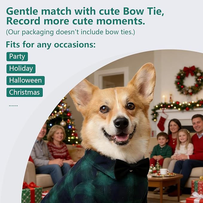 Dog Shirt,Koneseve Pet Plaid Polo Clothes Shirt T-Shirt, Sweater Bottoming Shirt ,Cat Puppy Grid Adorable Wearing Stylish Cozy Halloween,Christmas Costumes {Green;XS/Extra Small}