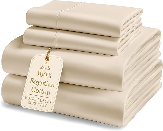 LANE LINEN 100% Cotton Full Size Bed Sheets - 1000 Thread Count, No Pill Naturally Cooling Sheets Full Size, Soft & Comfy Sateen Weave for Silky Smooth Finish, Available in Variety of Colors -Ivory