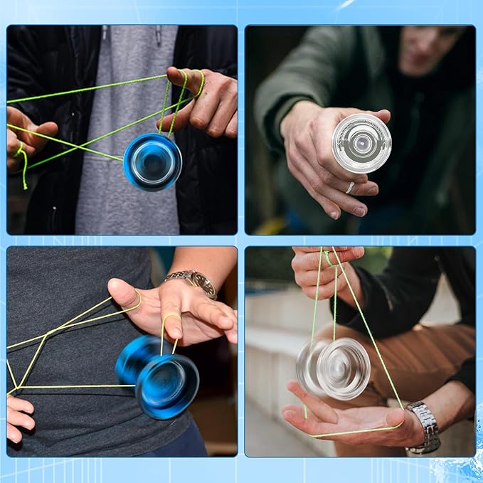 WATIEOBOOyoyo 2-Piece Set - P02+M18 Crystal Yo yo and M18 Camouflage (Black and Blue) yoyo, Suitable for Beginners, and Professional Adults Trick Yoyo, Competition and Performance yo yo