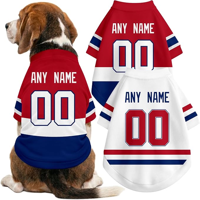 Montreal Dog Clothes Personalized Pet T Shirt for Dogs Gift | Custom Name Number Jersey Style Pet Shirt for Dog