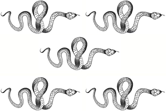 Fashion Realistic Big Size Black Snake Temporary Tattoo Stickers for Women Men Waterproof Fake Tattoo Waist Body Forearm Arm (Pack of 5)