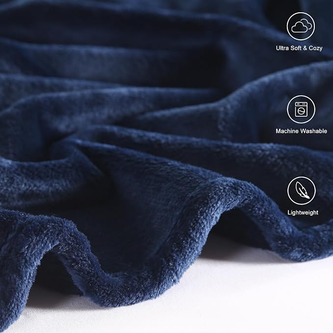 TASTHROW Navy Throw Blanket 60x80 Inches | Soft Plush Cozy Fleece Flannel Throw Blanket, Lightweight Warm Throws for Bed, Couch, Bedroom and Living Room, All Seasons