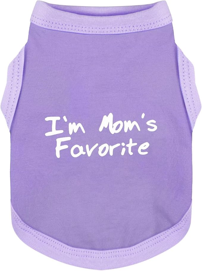 Cozy Sleeveless Canine Wear Dog Clothes, Soft, Lightweight, and Breathable Cotton Dog Shirt with I'm Mom's Favorite Print.Vest Tank Top Ideal for Small, Medium, and Large Breeds Light Purple 2XL