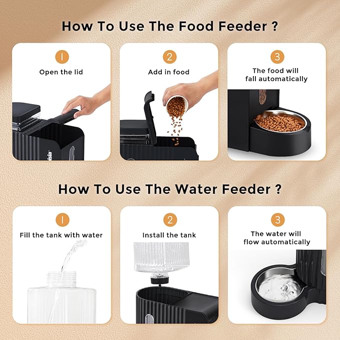 ZOMISIA Gravity Cat Food and Water Dispenser, 2 in 1 Automatic Cat Feeder