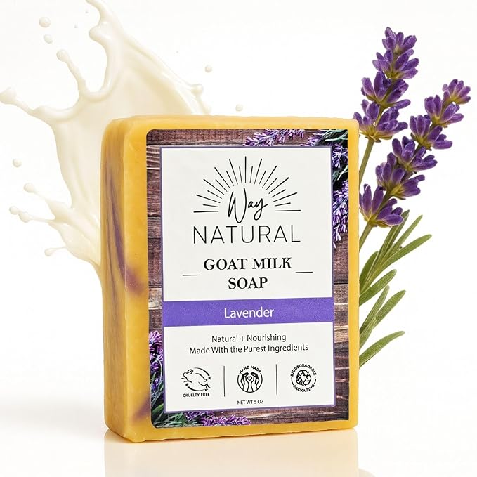 French Lavender Soap Bar - Goat Milk Soap for Men & Women - Natural, Handmade w/Real Milk - Dry Skin, Hands/Body - Premium, Gentle, No Dyes - (1, Large, 5oz)