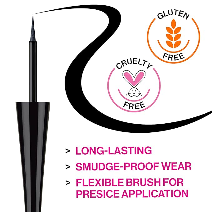 wet n wild MegaLiner Liquid Eyeliner - Black (packaging) (Pack of 2)