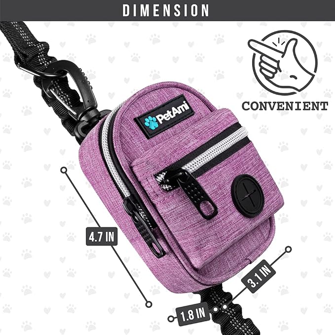 PetAmi Dog Poop Bag Holder for Leash, Waste Bag Dispenser Pet Pouch, Purple