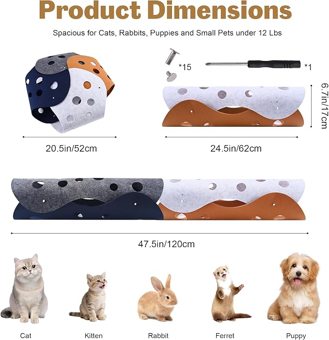 2 PCS Transformable Cat Tunnels for Indoor Cats, All Breed