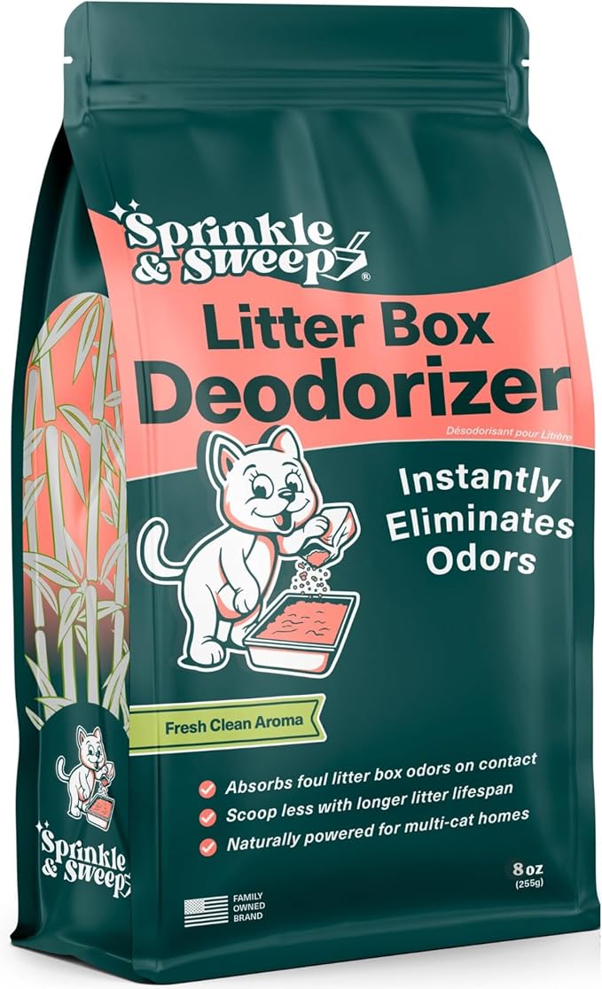 Sprinkle & Sweep: Litter Box Deodorizer - 8oz Bag - Cat & Kitten Home Odor Neutralizer, Ultra-Absorbent Formula, Non-Toxic & Safe, Pet Smell Control