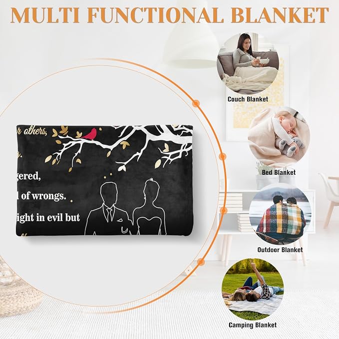 Wedding Gifts for Couples, Bridal Shower Gifts for Bride to Be Soft Blanket | Anniversary Mr and Mrs Gifts, Wedding Gifts for Newlyweds Wedding Throw Blanket 60*80 Inch (Black)