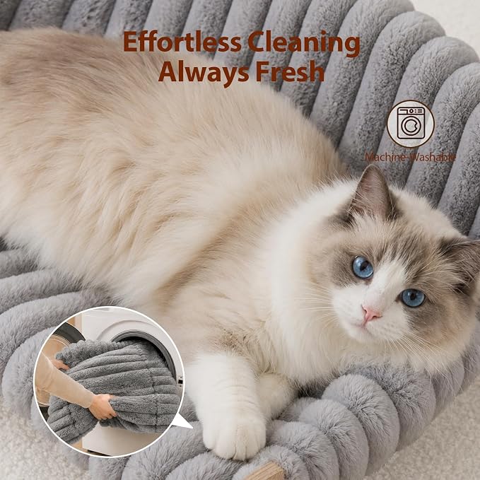 Elevated Cat Couch for Indoor Cats Wooden Cat Sofa for Kitty Puppy | Ultra-Soft Plush Raised Cat Bed,Removable Washable Cat Chair Hammock,Breathable Cat Furniture for Bedside Balcony Living Room