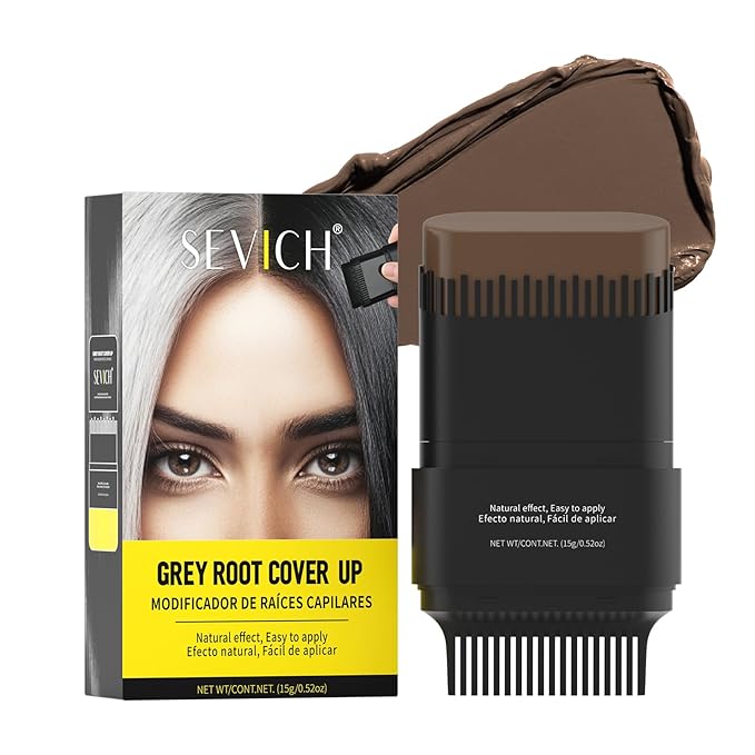 SEVICH Touch Up Comb 2 in 1 Korean, Instant Hair Root Touch-Up Stick | Dual-Sided Design For Natural Gray Coverage, Long-Lasting Moisturizing Formula With Plant Extracts,15g Medium brown