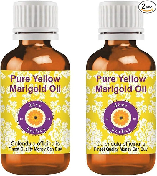 Deve Herbes Yellow Marigold Oil (Calendula officinalis) | Infused | Pure | Non-Sticky | Lightweight | For Facial Care | Men & Women | 15ml X 2 (1 oz)